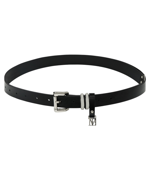 Minimal Cowhide Leather Belt [ Black ]