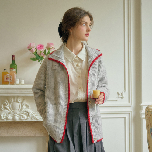 SR_Double pocket loose cardigan_GRAY