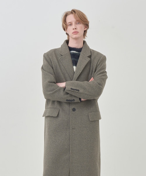 Однобортное пальто Daddy Shoulder Khaki
