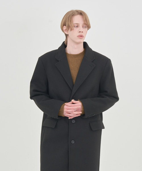 Однобортное пальто Daddy Shoulder Black