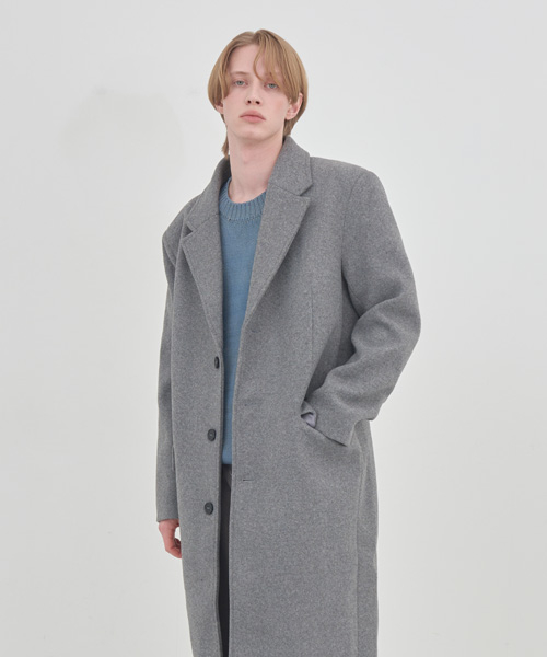 Однобортное пальто с широкими плечами Grey