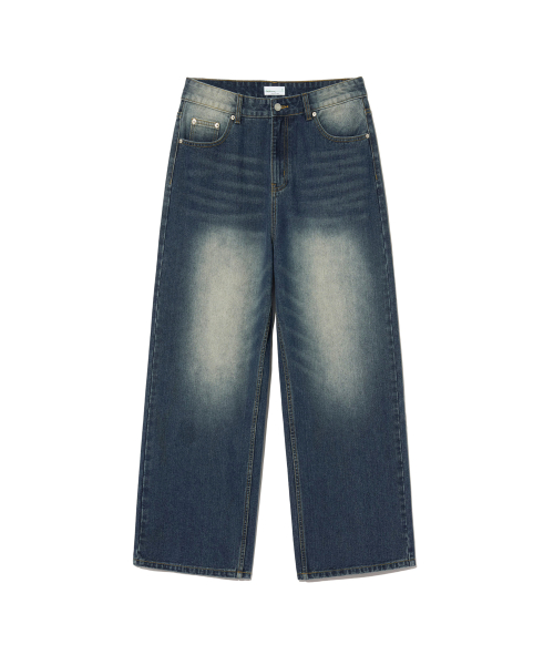 Широкие джинсы 87-STAN163 с винтажным эффектом потертости Vintage Blue