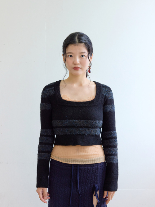 colocynth-squareneck-crop-knit-black-blue-stripe