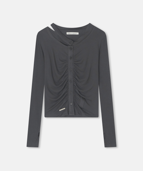 Cut-out Rib Cardigan (black)