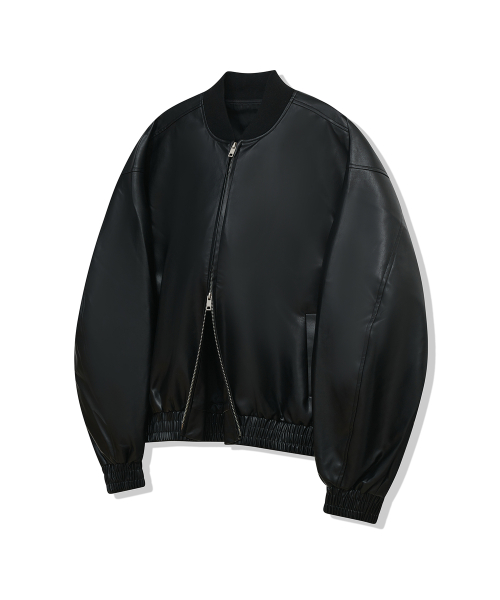 87-STAN060 минималистичная двустронняя кожаная куртка-блузон — Black