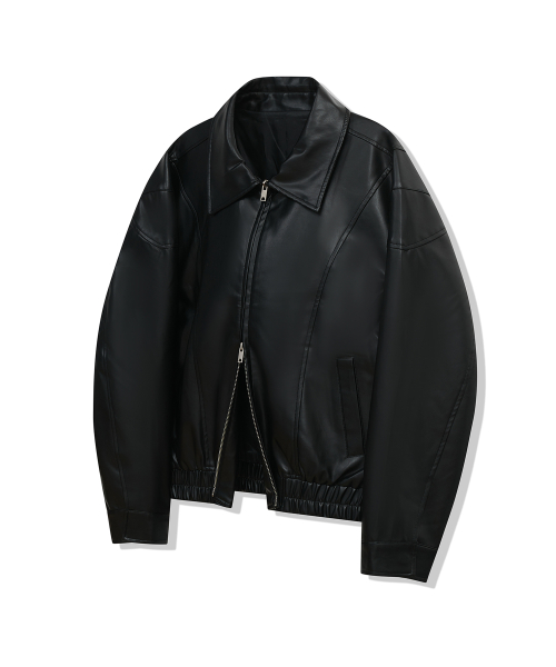 Кожаный куртка-бомбер 87-STAN062 Layer Line Black