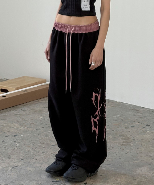 Брюки Obi с лампасами и логотипом Thunder — Black/Pink