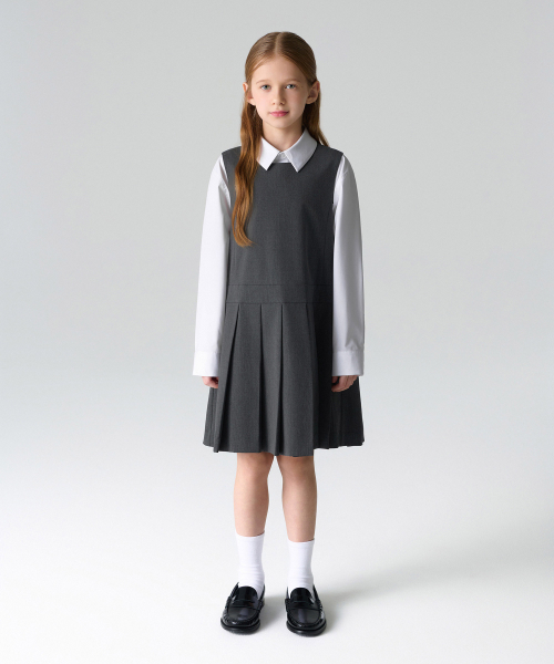무신사 스탠다드 키즈() 타이디 플리츠 드레스 [미디엄 그레이] 상품 이미지