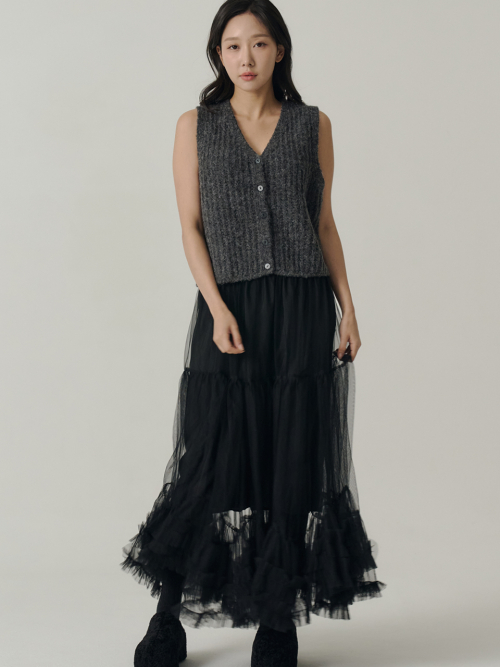 Alpaca Wool V-neck Knit Vest_Gray