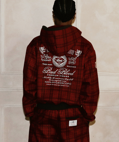 MUSINSA | BADBLOOD Classic Check Hooded Zip-Up - Red