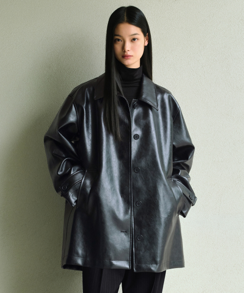 Женское полупальто из экокожи (Black)