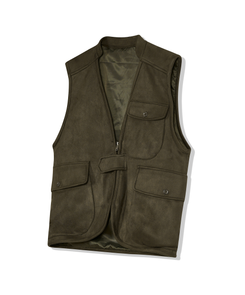 Замшевый жилет с карманом 87-STAN146 Khaki