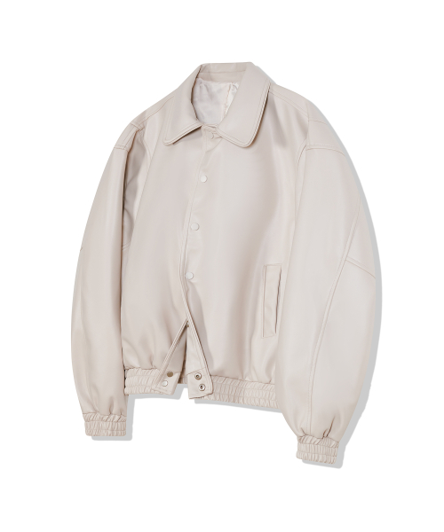 Кожаный бомбер 87-STAN151 Bold Stitch Varsity Ivory
