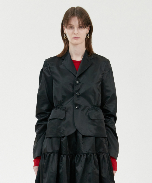Twisted Sleeve Blazer_Black