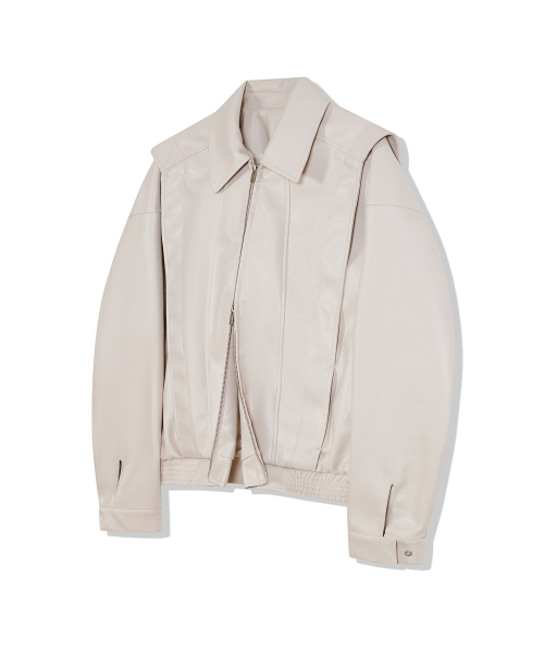 87-STAN149 heavy placket кожаный куртка айвори