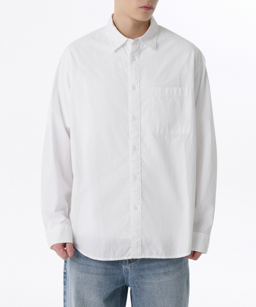 Свободная рубашка из микро-сирсакера (White)