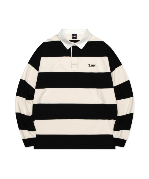 [ LMC ]★25SS★韓国人気★STRIPE GOTHIC NAME RUGBY SHIRT 엘엠씨(LMC) STRIPE GOTHIC NAME RUGBY SHIRT black - 사이즈