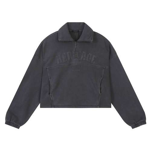 Женская вареная укороченная толстовка на молнии Dark Gray