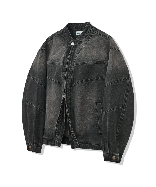 87-STAN115 Винтажная байкерская джинсовка с панелями Vintage Black