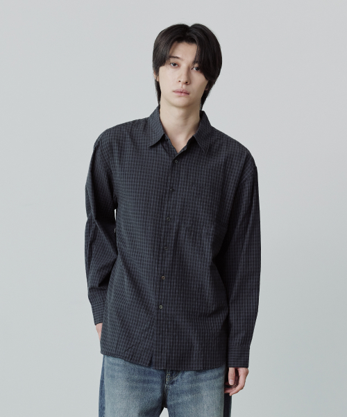유니온블루 LAUNDRY SMALL CHECK SHIRT [CHARCOAL BLACK]