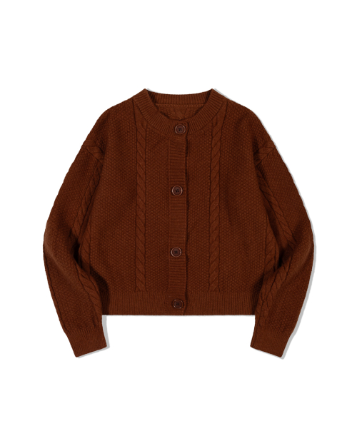 Chunky Cable Трикотаж Кардиган (BROWN)
