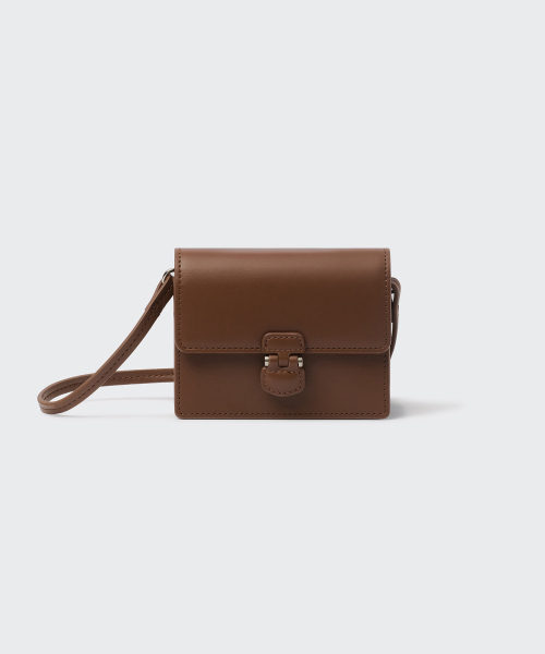 WOMENS HINGE MICRO CROSS BAG [BROWN]