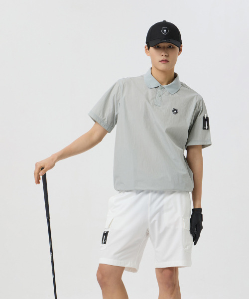Ribstop 1/2 Sleeves Collar Sweatshirt_G4TAM25171GYX