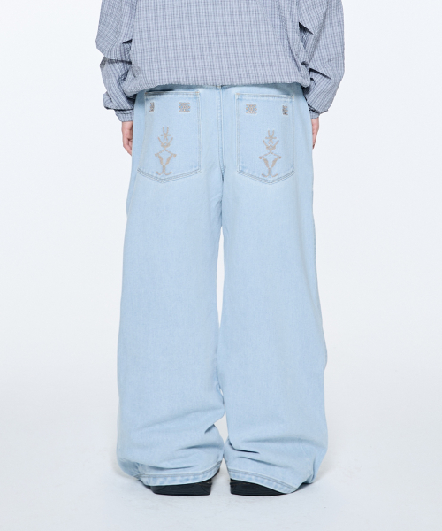 더콜디스트모먼트() TCM ethnic denim pants (light blue) 상품 이미지