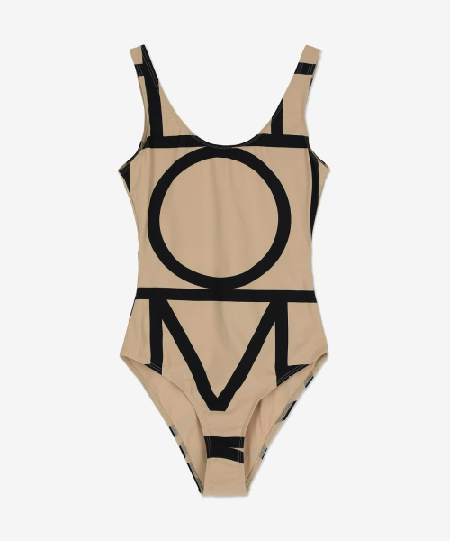 Слитный купальник с монограммой - Beige / 213842795910