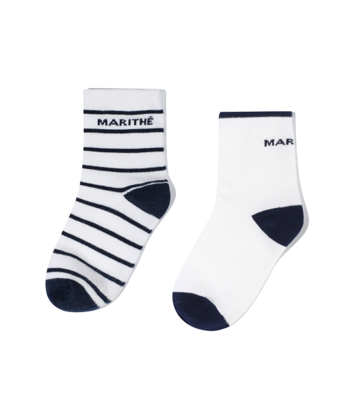 KIDS BASIC STRIPE SOCKS 2PACK ivory