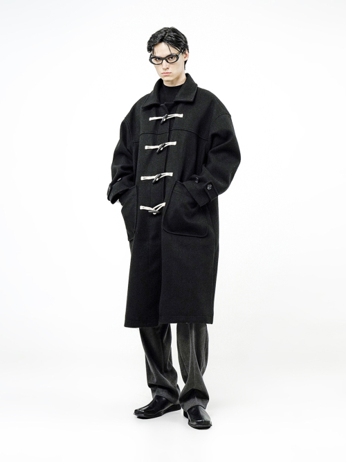 Oversized Snap Duffel Coat - Black /W244OT01BK-M