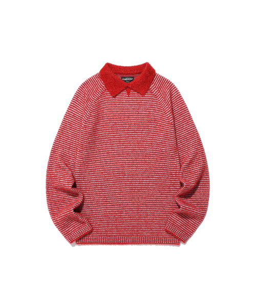 STRIPE COLLAR L/S KNIT TEE_RED(NG2FSUK640A)