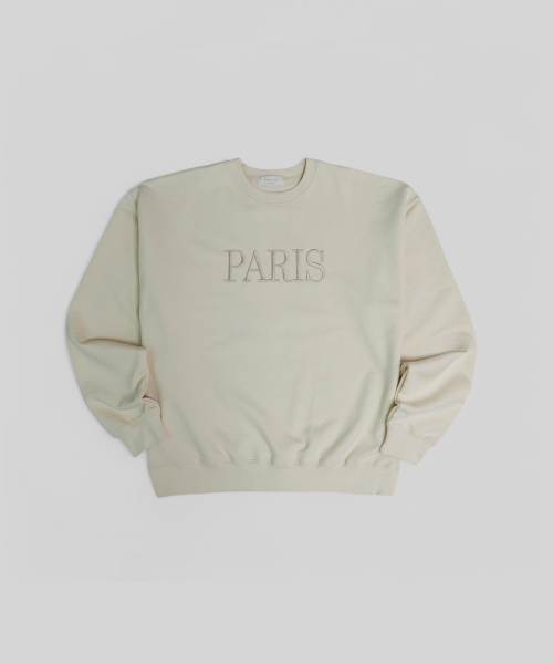 Свитшот 870g с вышивкой Paris, Ivory