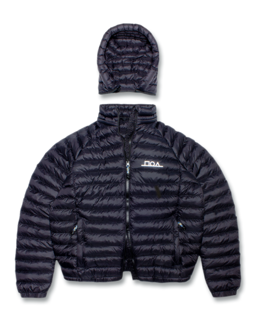 Geometric Logo Light Weight Puffer Jacket — Black
