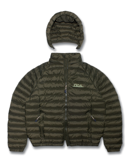 Geometric Logo Light Weight Puffer Jacket - Olive