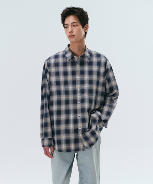 MUSINSA公式 | MUSINSA STANDARD リラックスドオンブレチェックシャツ