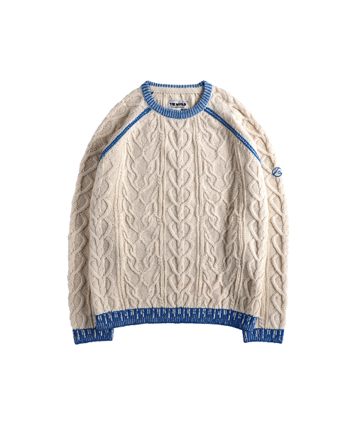 EMBROIDERY LOGO SWEATER IVORY/BLUE