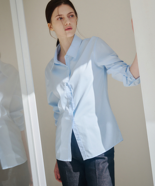 드로우핏 우먼() 링클프리 슬림 라인 셔츠 [LIGHT BLUE] 상품 이미지