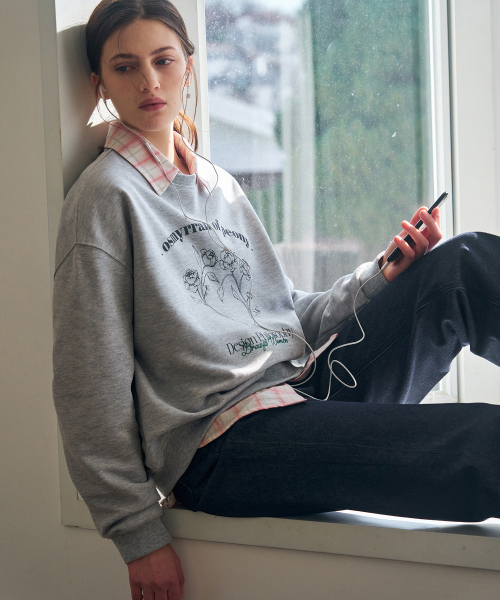 드로우핏 우먼() 피오니 그래픽 스웨트셔츠 [M.GREY] 상품 이미지