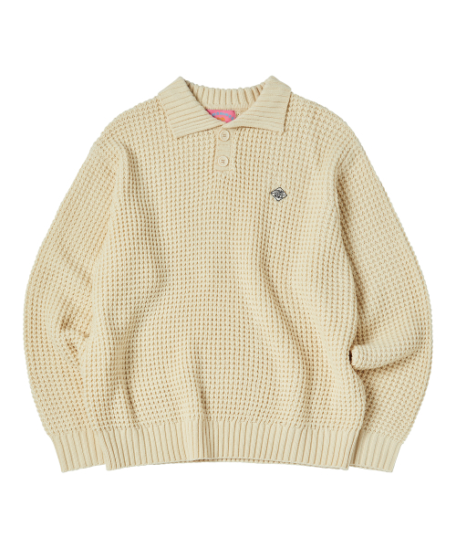WAFFLE COLLAR KNIT [CREAM]