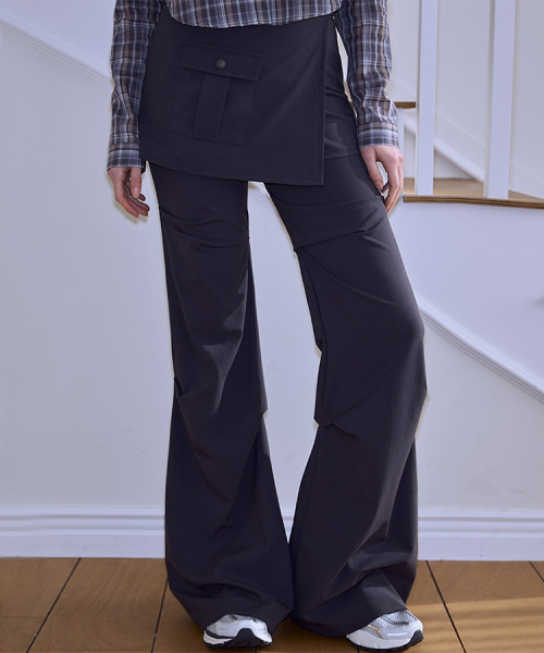 Wrap Skirt & Pintuck Pants [Charcoal]