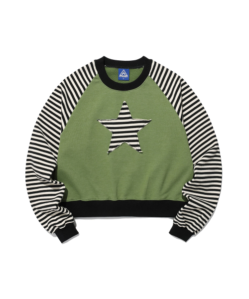 STAR APPLIQUE RAGLAN SWEATSHIRTS_GREEN(IK2FSMM444A)