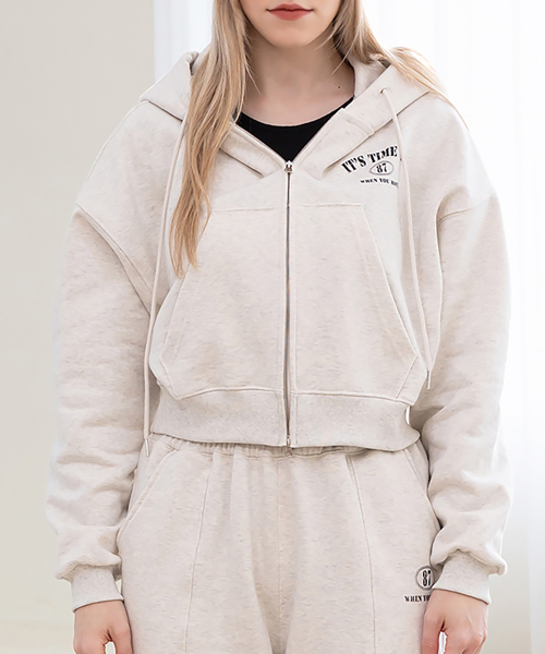 cropped hood zip-up 2color