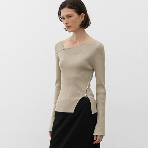 UNBALANCED CUTOUT SLIM LONG KNIT(Z-T-6734)