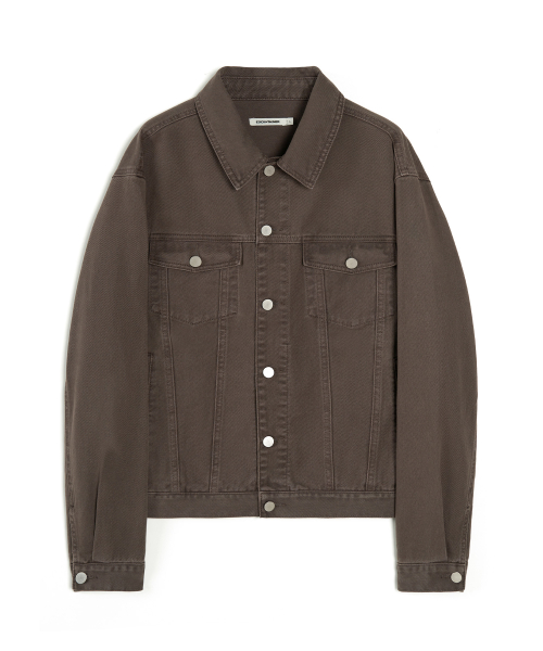 WASHED COTTON TRUCKER JACKET (WASHED BROWN)