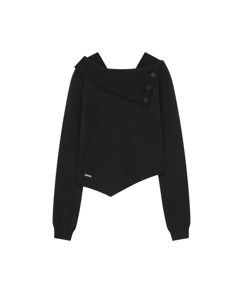 미세키서울(MISEKI SEOUL) Oblique line button knit BLACK - 사이즈