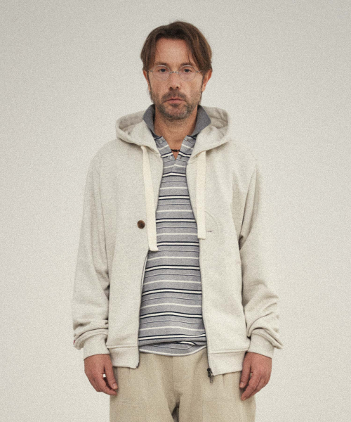 더블유엠씨() 버튼 후드 집업_IVORY 상품 이미지