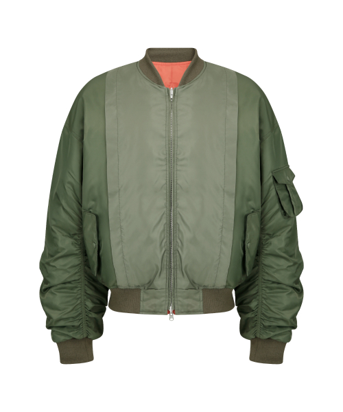 REVERSIBLE MA1 DOWN BOMBER_KHAKI&ORANGE