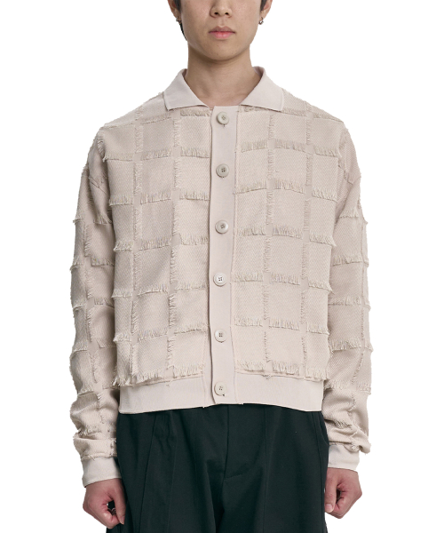 Fringe Check Cardigan [CREAM]