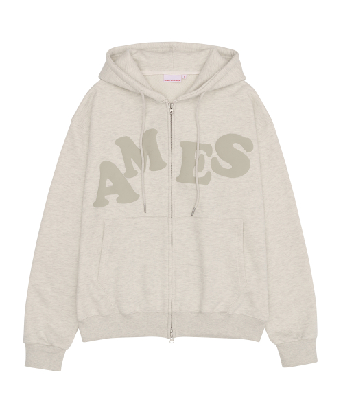 BIG TYPO HOODIE ZIP UP OATMEAL